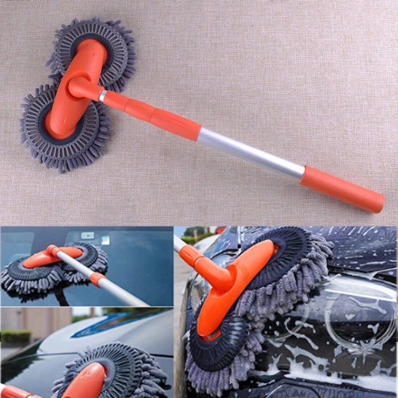Car Wash Brush with Rotating Head for Effortless, Thorough Cleaning