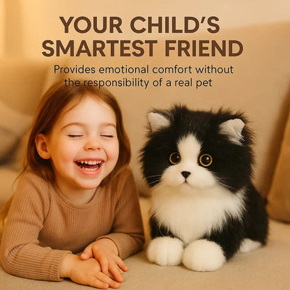 Ultra-Realistic Black and White Plush Cat - Soft, Huggable Stuffed Kitty