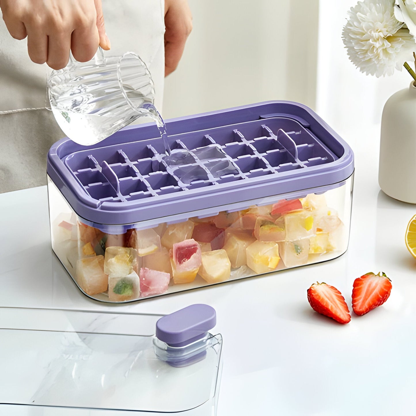 One-Click Ice Tray System — Effortless Ice at the Push of a Button