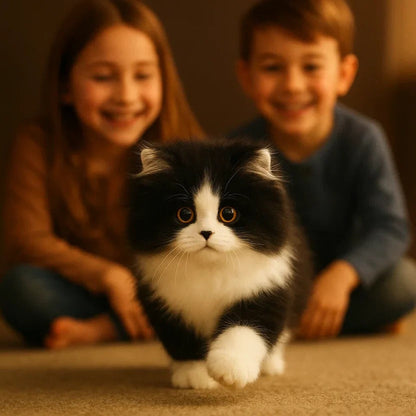 Ultra-Realistic Black and White Plush Cat - Soft, Huggable Stuffed Kitty