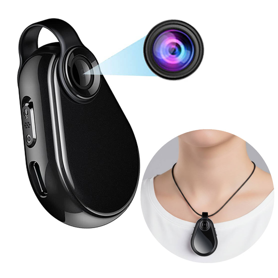 Discreet Hidden Camera Necklace with Audio and Video Recording