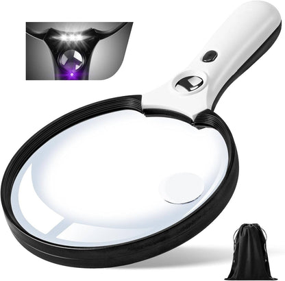Extra-Large Illuminated Magnifying Glass with Built-In LED Light