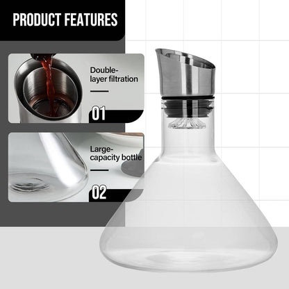 Crystal Glass Wine Decanter & Aerator Carafe - Elevate Flavor with Elegant Clarity