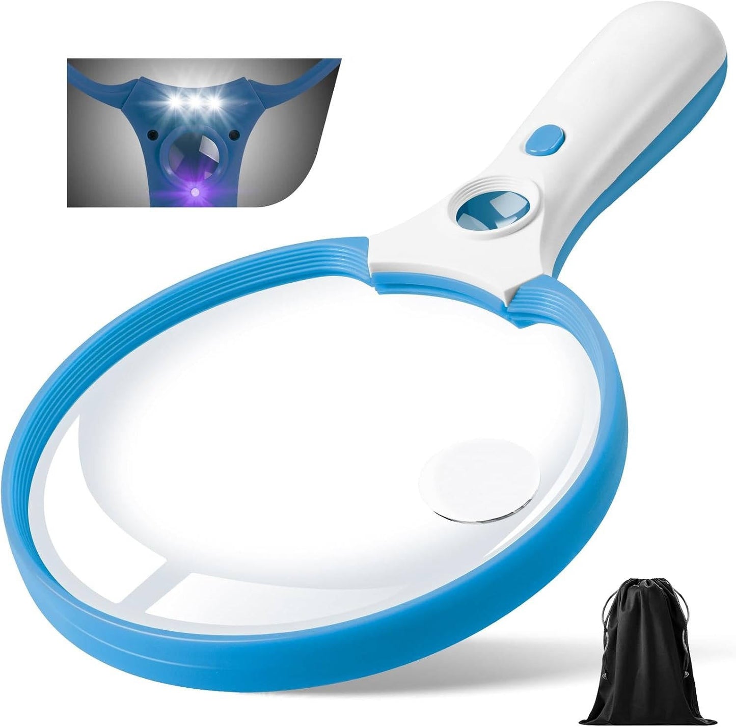 Extra-Large Illuminated Magnifying Glass with Built-In LED Light