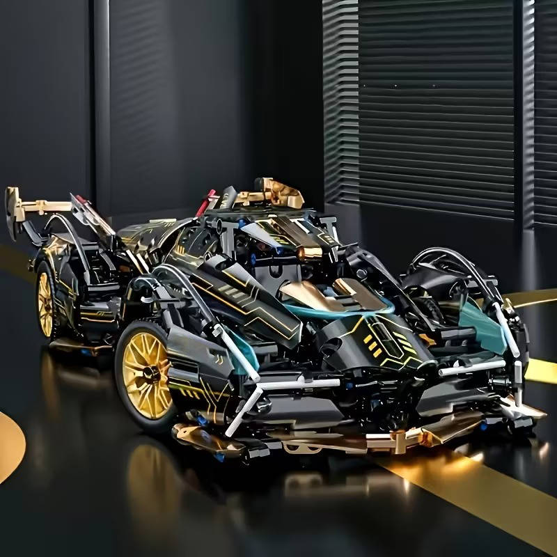 1690-Piece V12 Model Car Building Block Set - Realistic V12 Engine Detail and Precision Build
