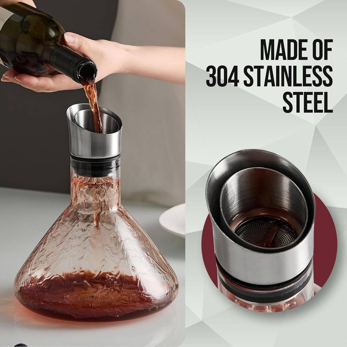 Crystal Glass Wine Decanter & Aerator Carafe - Elevate Flavor with Elegant Clarity
