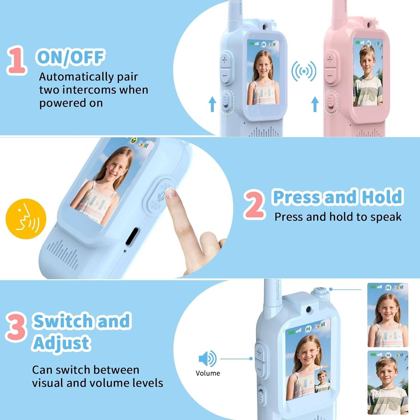 Kids Walkie Talkies: Video, Voice & Chat - 2-Pack