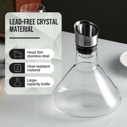 Crystal Glass Wine Decanter & Aerator Carafe - Elevate Flavor with Elegant Clarity