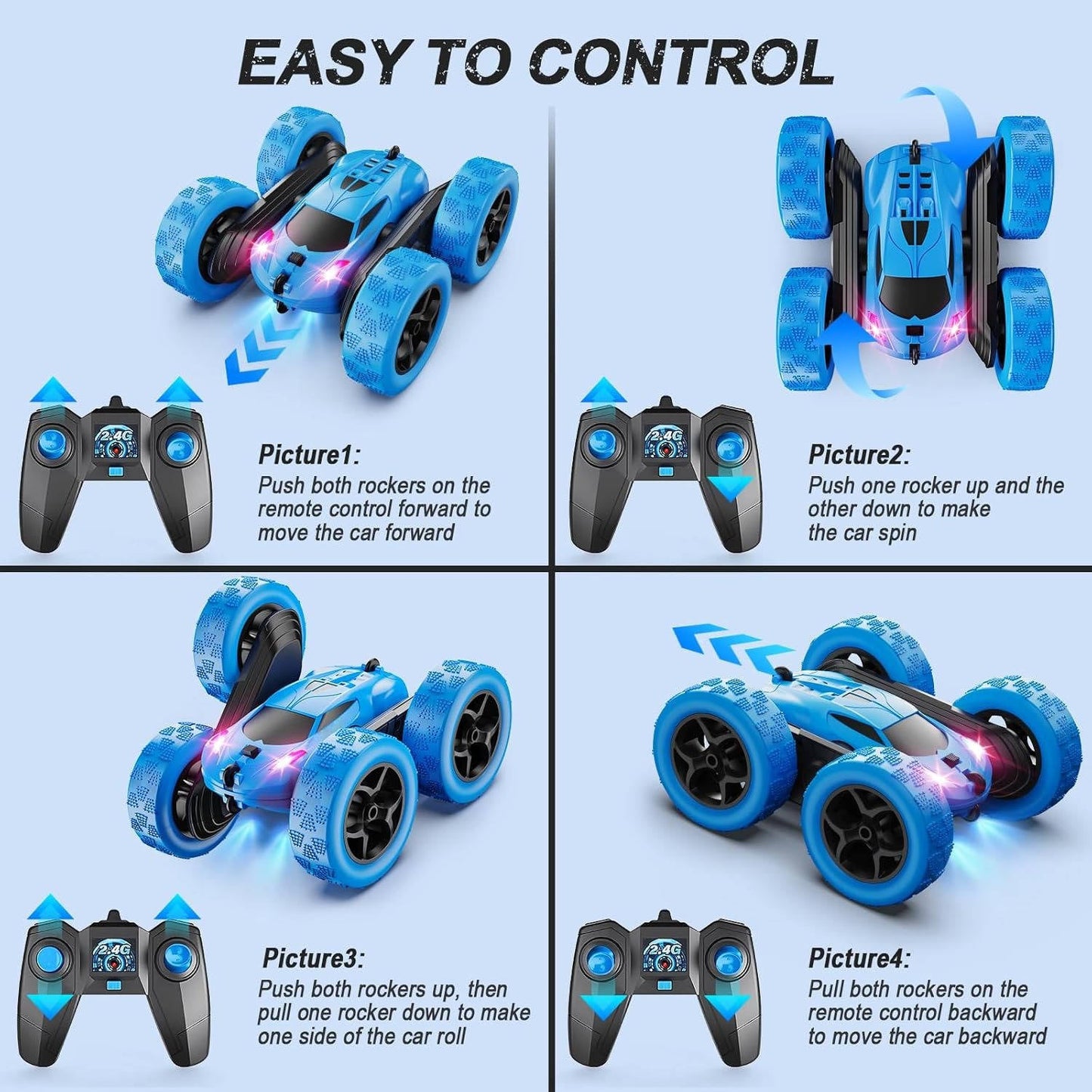 Thrilling RC Cars for Kids Ages 6–12 with LED Lights and 360° Flips