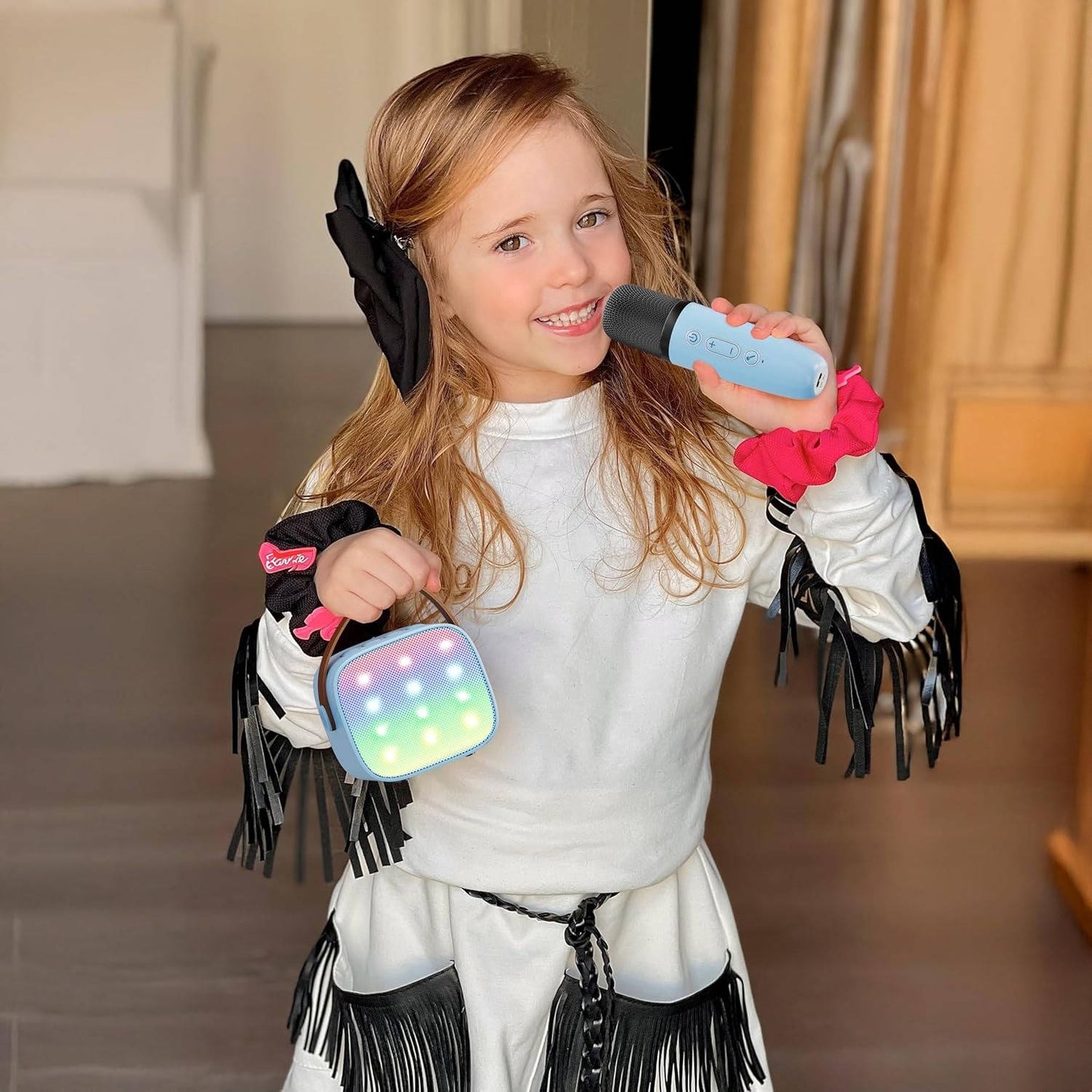 Portable Karaoke Machine with Dual Wireless Microphones
