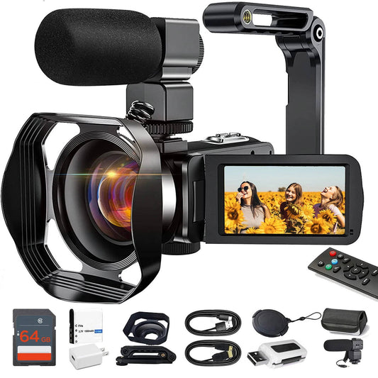 4K Video Camera Camcorder with WiFi - 48MP Sensor for YouTube Vlogging