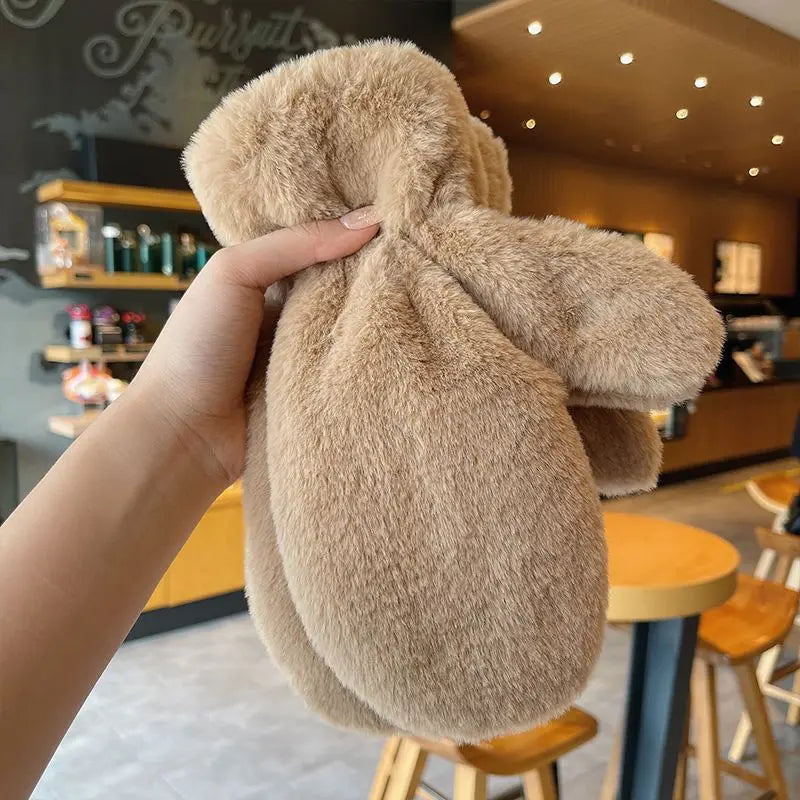 Cozy Fluffy Plush Mittens - Ultra-Warm Winter Gloves