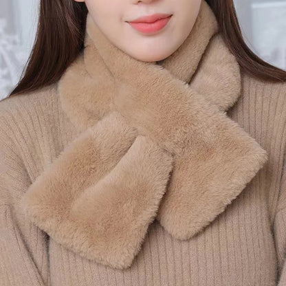 Luxurious Faux Fur Cross-Collar Neck Warmer - Cozy Winter Scarf