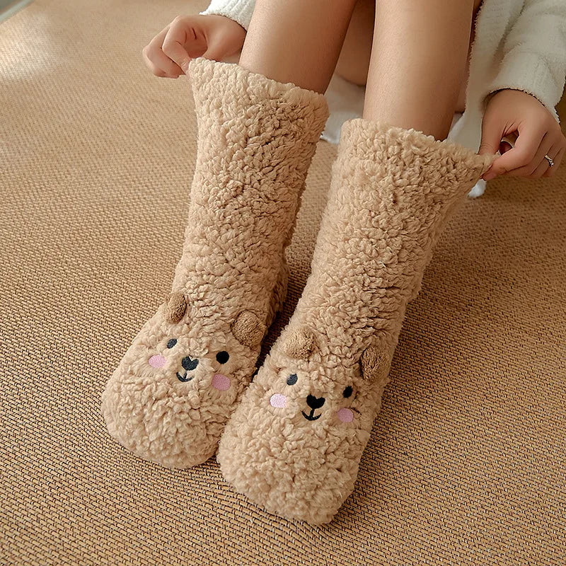 Cozy Kawaii Bear Fleece Socks for Warmth and Comfort