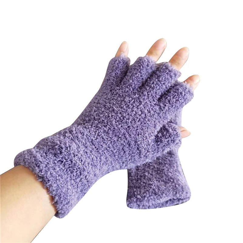Cozy Winter Knit Half-Finger Gloves for Warmth and Flexibility