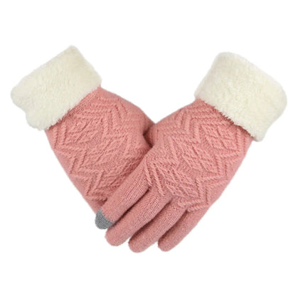 Cozy Plush-Lined Knitted Gloves with Touchscreen Compatibility