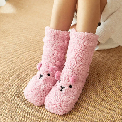Cozy Kawaii Bear Fleece Socks for Warmth and Comfort