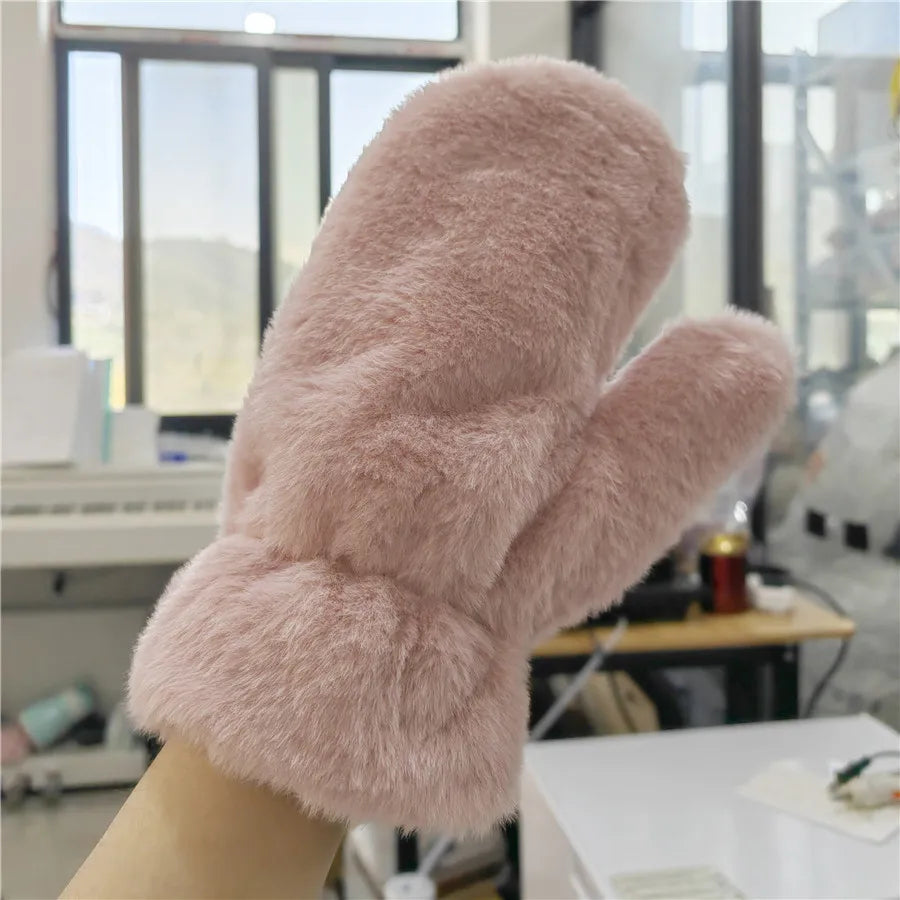 Cozy Fluffy Plush Mittens - Ultra-Warm Winter Gloves