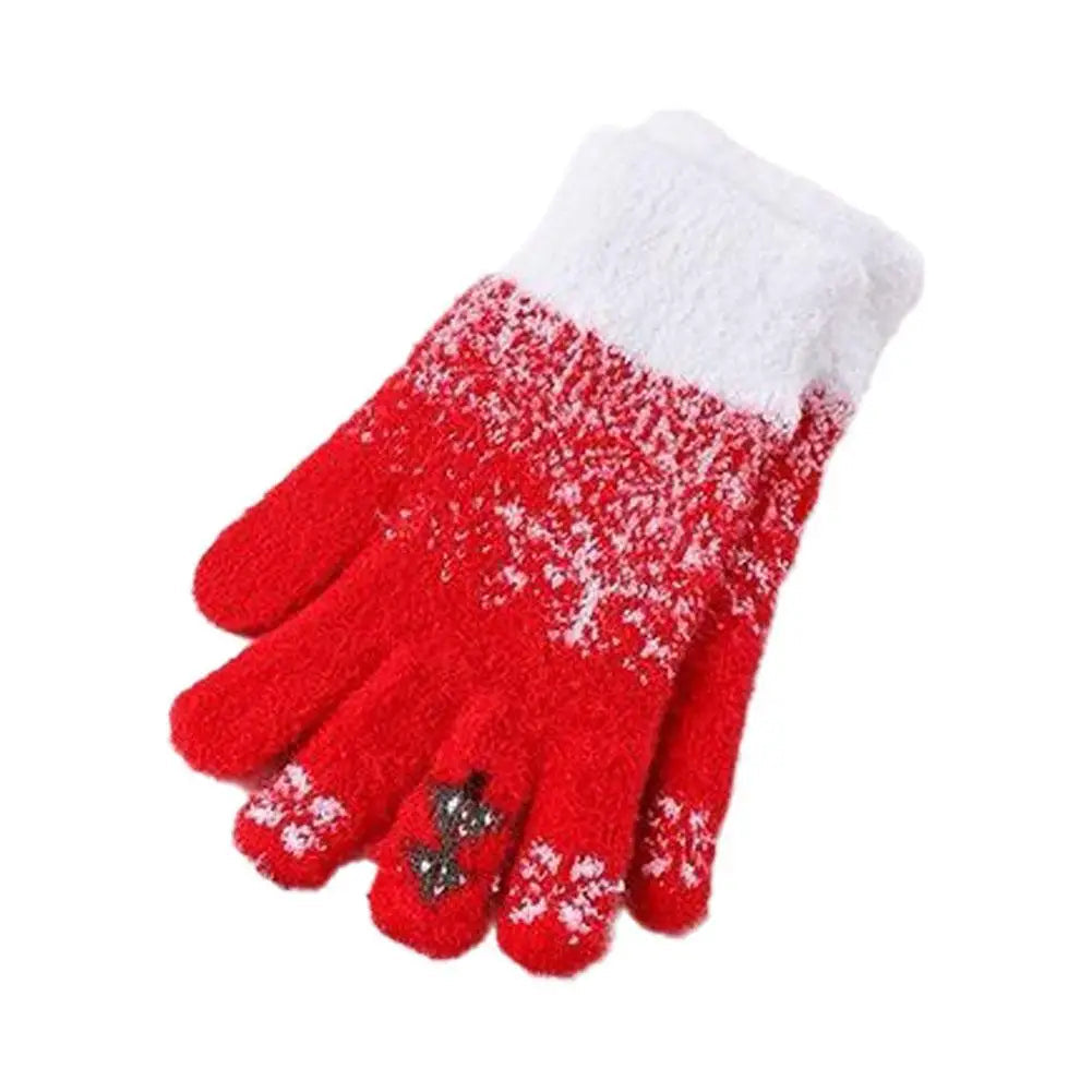 Cozy Festive Knit Fingerless Gloves with Soft Fleece Lining