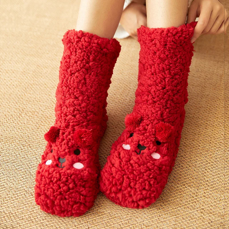 Cozy Kawaii Bear Fleece Socks for Warmth and Comfort