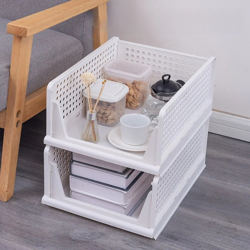 Space-Saving Stackable Plastic Drawer Organizer for Closet Storage