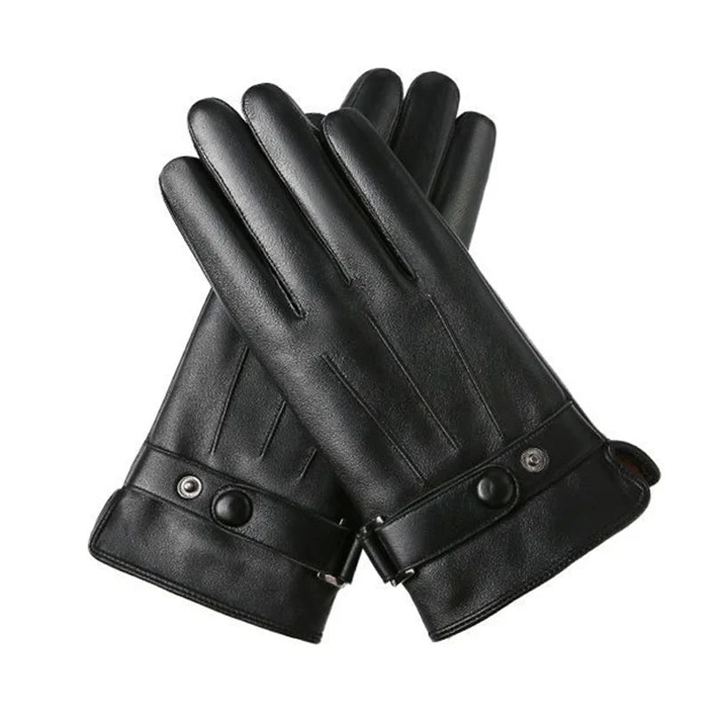 Men's Premium Leather Touchscreen Gloves for Winter - Stay Warm & Connected