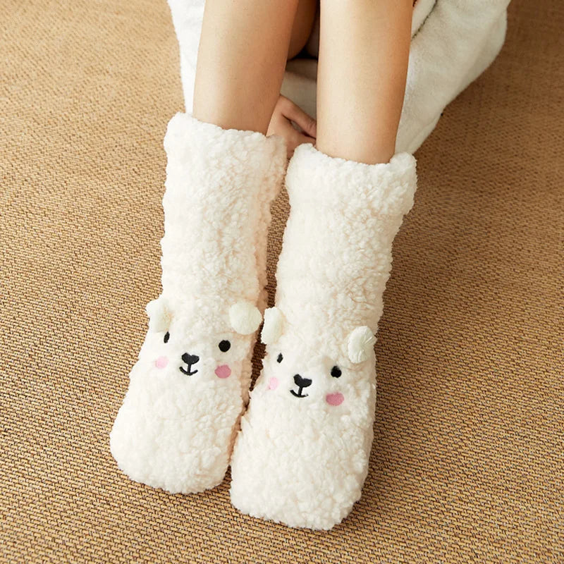 Cozy Kawaii Bear Fleece Socks for Warmth and Comfort