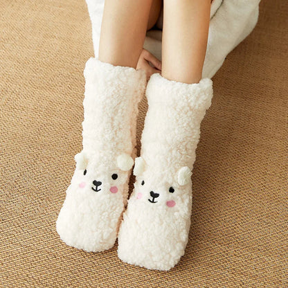 Cozy Kawaii Bear Fleece Socks for Warmth and Comfort