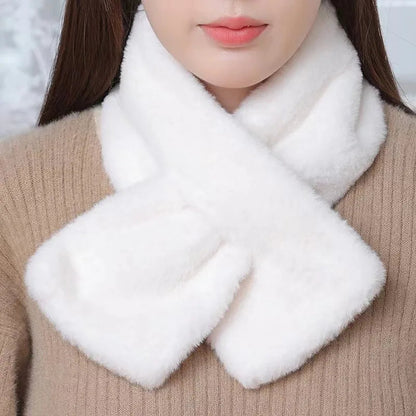 Luxurious Faux Fur Cross-Collar Neck Warmer - Cozy Winter Scarf