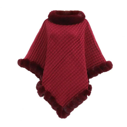 Luxurious Faux Fur Shawl Cloak for Women