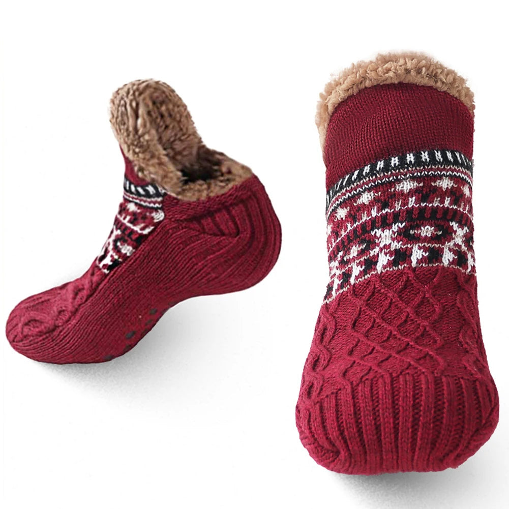 Cozy Knit Slipper Socks with Plush Fleece Lining